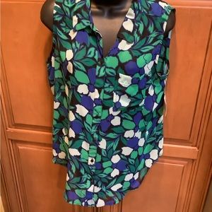 NWT ROYAL BlUE AND GREEN SLEEVE LESS BLOUSE